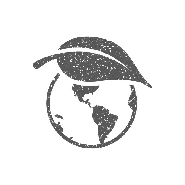 Grunge风格地球叶子图标图片下载
