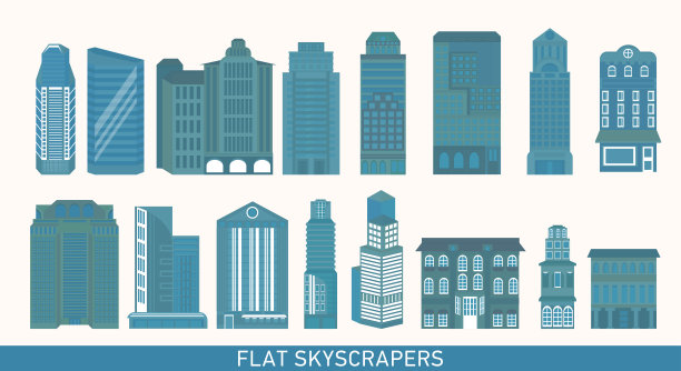 现代摩天大楼的风格是扁平的。图片下载