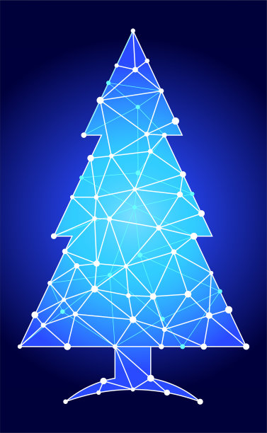圣诞树蓝色三角形节点向量模式图片下载