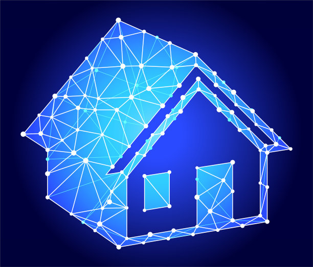 房子蓝色三角形节点向量模式图片下载