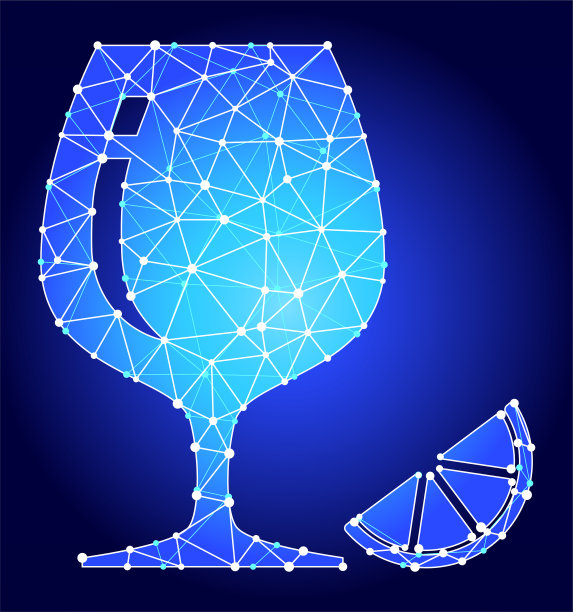 喝玻璃蓝色三角形节点矢量模式图片下载