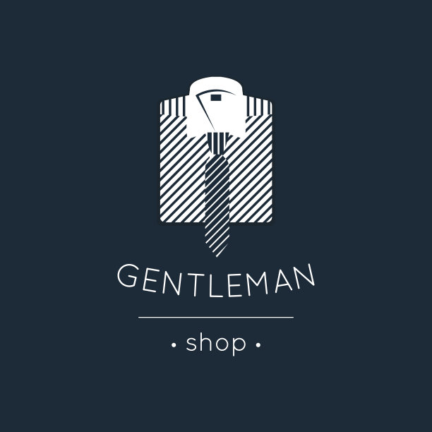 绅士商店或俱乐部标志。衬衫和领带，矢量图。平的卡通风格图片下载