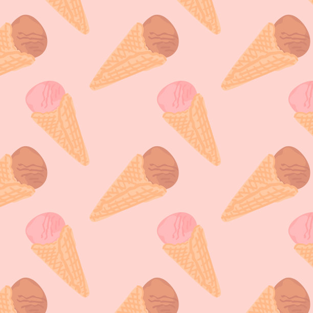 时尚的无缝图案与冰淇淋蛋卷。柔和的背景和冷盘。图片下载