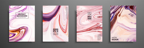 手绘卡片收集由丙烯酸自制纹理。液体彩色纹理。流体艺术。抽象画模板。设计横幅，海报，封面，邀请，海报，小册子，传单图片下载