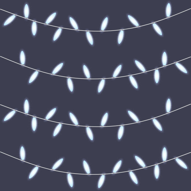 明亮的圣诞彩灯或聚会彩灯。矢量模拟或模板。一组重叠的发光的弦灯。花环圣诞装饰品。图片下载