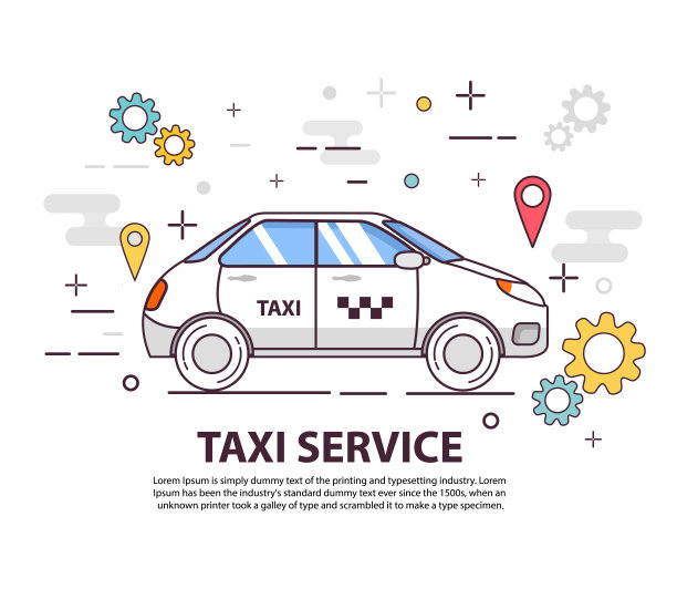 出租车服务。横幅设计的概念。汽车侧面。图片下载