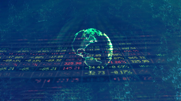 财务图表与数字地球覆盖图片下载