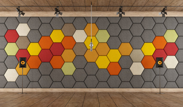 彩色录音室与麦克风图片下载