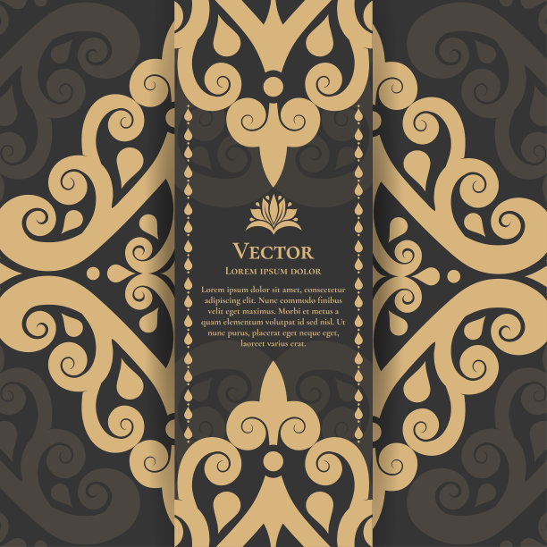 金色和黑色的复古请帖。用于制作传单，菜单，宣传册。豪华装饰。图片下载
