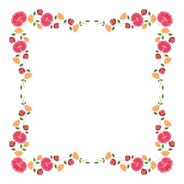 匈牙利民间模式向量框架。卡洛莎刺绣民族花卉装饰。斯拉夫东欧印刷孤立。婚礼请柬的复古传统花卉设计。图片下载