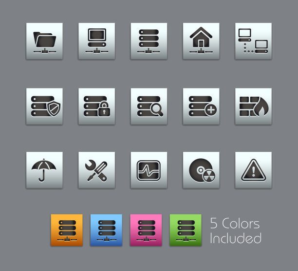 网络，服务器和托管图标// Satinbox系列图片下载