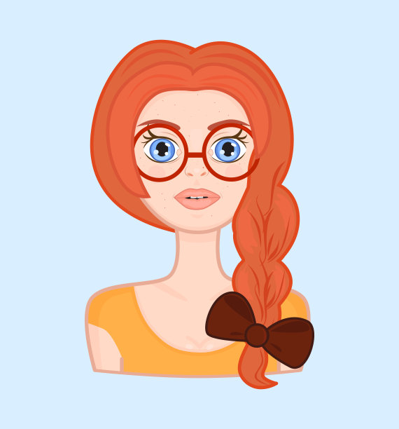 一头长发，打着棕色蝴蝶结的姜黄色女人图片下载