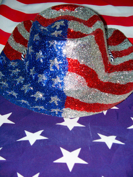 美国国旗上的美国牛仔帽图片下载