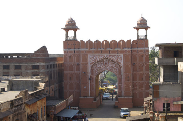 斋浦尔猴子庙的主入口拱门图片下载