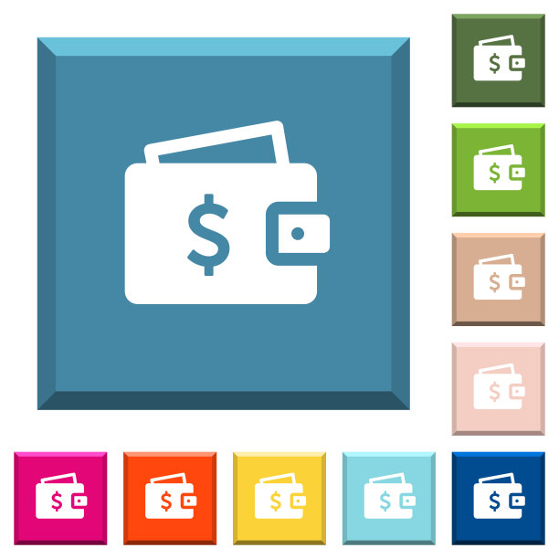 美元钱包白色图标上的边缘方形按钮图片下载