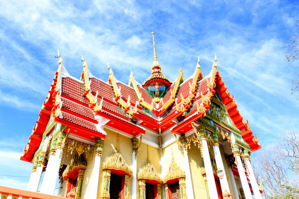 美丽的泰国Wat，泰国寺庙设计建筑建筑图片下载