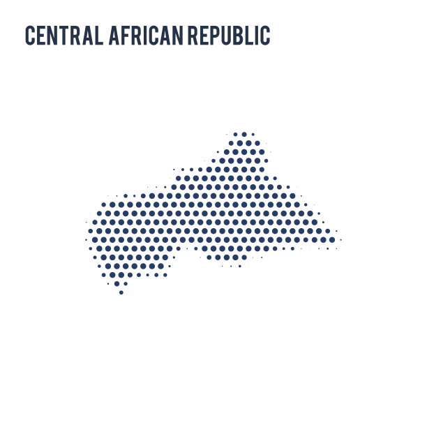 白色背景上的中非共和国的虚线地图。图片下载