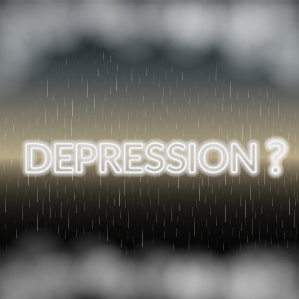 抑郁症霓虹刻字。悲伤的情绪。矢量图图片下载