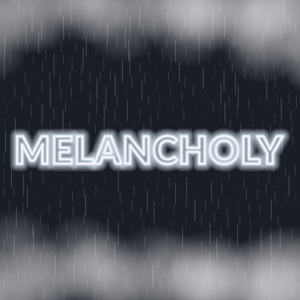 忧郁的霓虹刻字。悲伤的情绪。矢量图图片下载