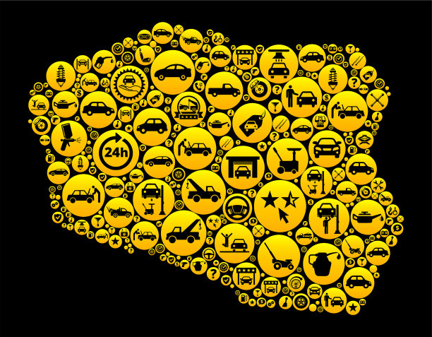 波兰汽车和汽车修理图标背景图片下载