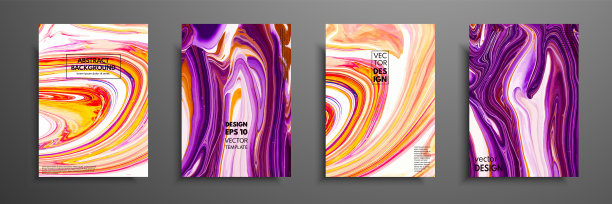 抽象画，可以作为壁纸、海报、卡片、请柬、网站的时尚背景。现代艺术作品。大理石效果的绘画。混合橙色，紫色和红色的油漆图片下载