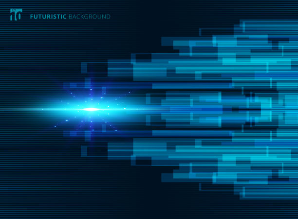 抽象的蓝色虚拟技术概念未来的数字背景与空间为您的文本。素材图片