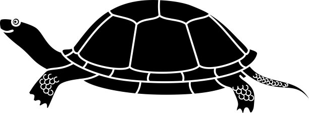 欧洲池塘龟的黑色剪影图片下载