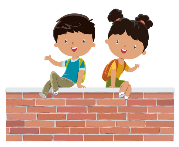 孩子们在红墙上图片下载