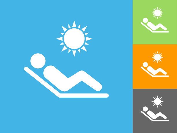 日光浴平面图标上的蓝色背景图片下载