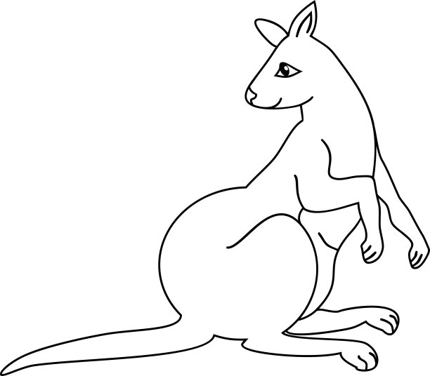 卡通袋鼠涂色页图片下载