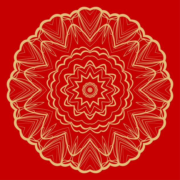 曼荼罗风格矢量形状。装饰的轮轴点缀。花卉设计。图片下载