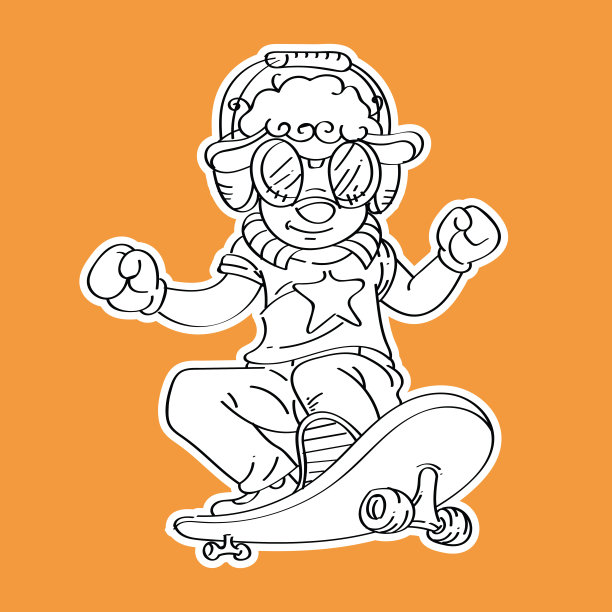 少年滑板素描图片下载