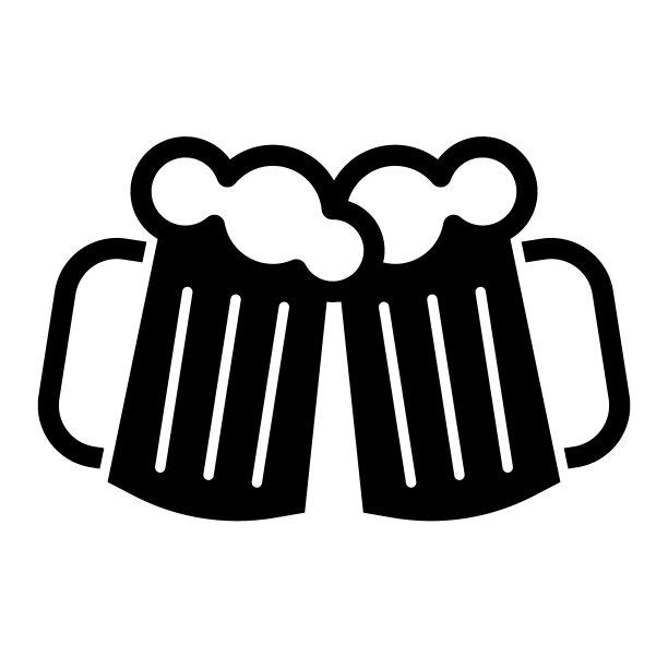 两杯啤酒杯图标图片下载