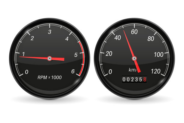 时速表和转速表。黑色汽车仪表盘仪表图片下载