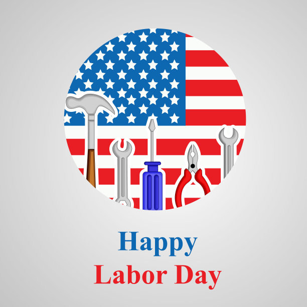 美国劳动节背景元素的插图图片下载