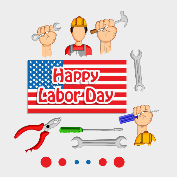 美国劳动节背景元素的插图图片下载