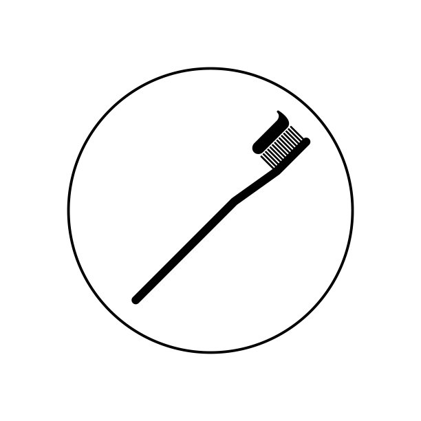 牙刷图标在圆形的白色背景图片下载