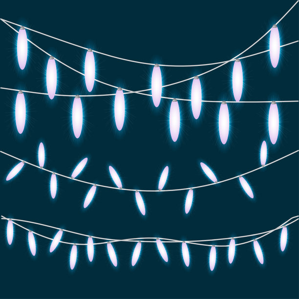 明亮的圣诞灯孤立的设计元素。发光的串灯为派对，节日，新年，生日或贺卡设计。花环,圣诞装饰品。模板或模拟。图片下载