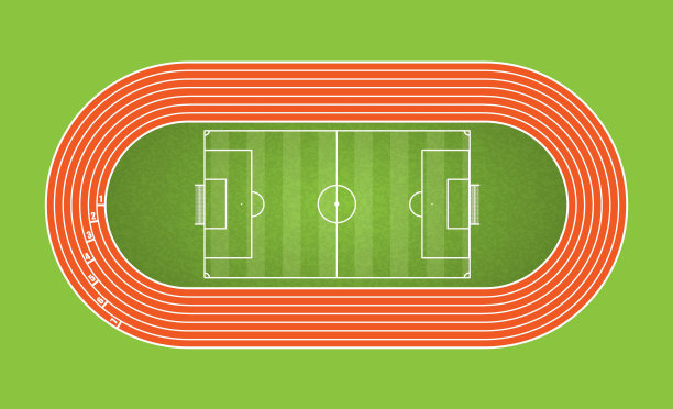 跑道、足球场、体育场俯视图。矢量插图。图片下载