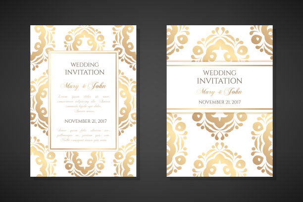 婚礼邀请函模板。封面设计与装饰品和白色背景。矢量装饰垂直海报与复制空间。图片下载