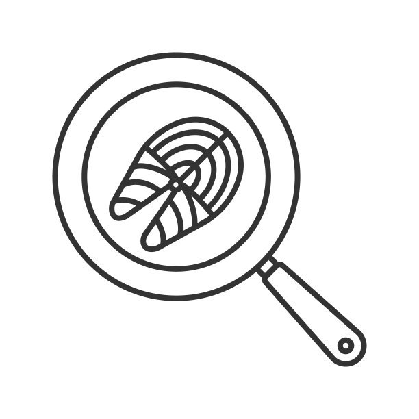 在厨房平底锅上煎的鱼排图标图片下载