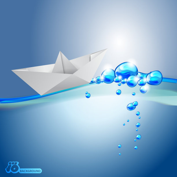 纸船在波浪-假日概念背景图片下载