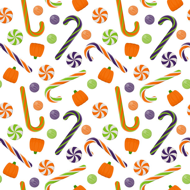 万圣节糖果无缝图案图片下载