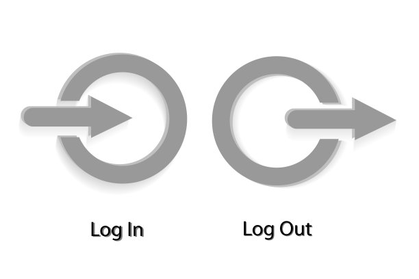 剪纸图标:登录和退出图片下载