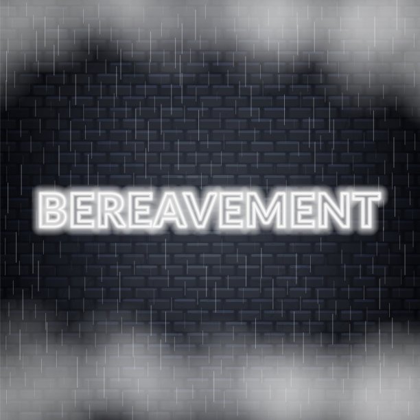 丧亲之痛霓虹刻字。悲伤的情绪。矢量图图片下载