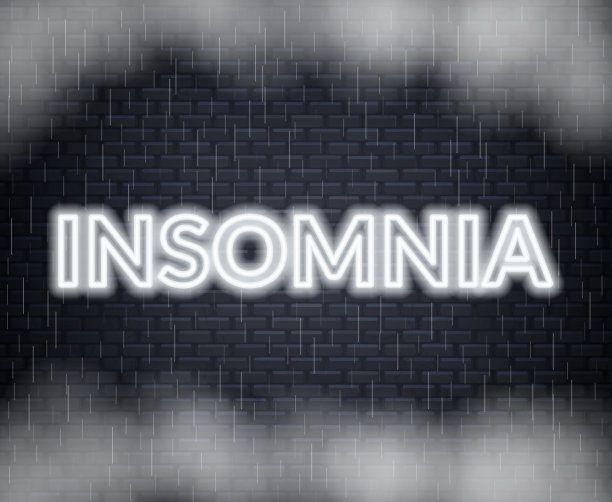 失眠霓虹刻字。悲伤的情绪。矢量图图片下载