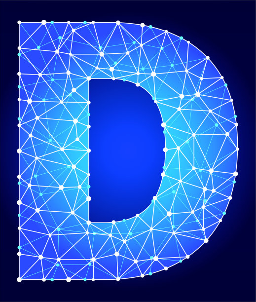 字母D蓝色三角形节点向量模式图片下载