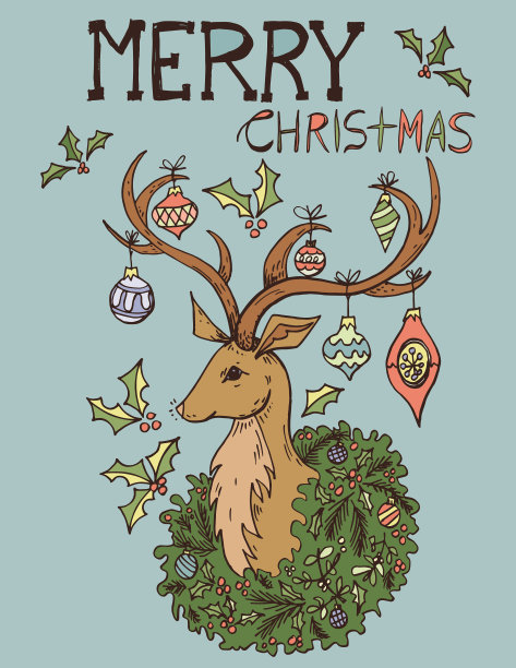 手绘复古圣诞元素图片下载