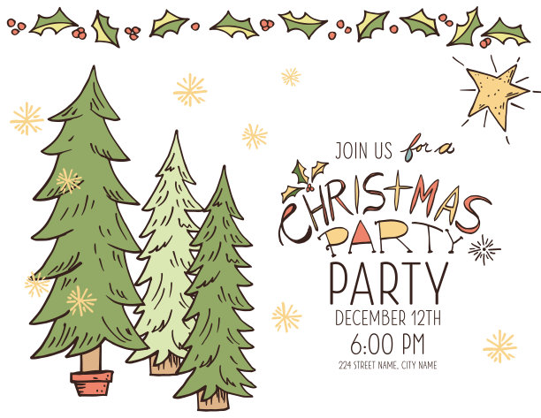 手绘复古圣诞元素图片下载