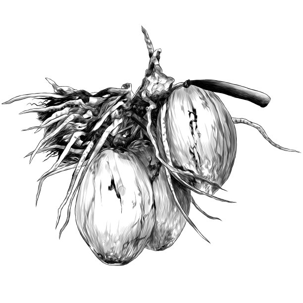 树枝上有三个椰子图片下载